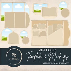 Mini modèle de pliage de journal indésirable | Kit d'encarts imprimables pour journal | 32 modèles Canva pour éphémères | Maquettes numériques de scrapbooking