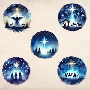 Christmas Nativity Clipart | Christian Digital Art | Bible Journaling Stickers | Instant Download | Printable Ephemera image 2