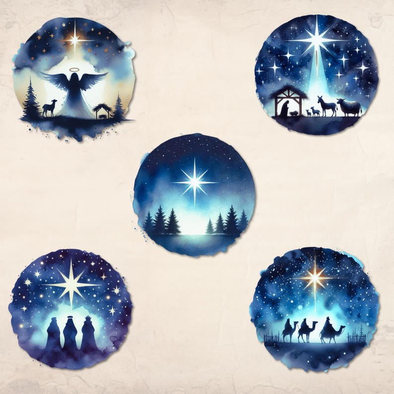 Christmas Nativity Clipart | Christian Digital Art | Bible Journaling Stickers | Instant Download | Printable Ephemera image 2
