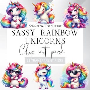 Aquarel baby eenhoorn collectie clipart, eenhoorn clipart, regenboog eenhoorn clipart, baby eenhoorn png, magische eenhoorn, commercieel gebruik,