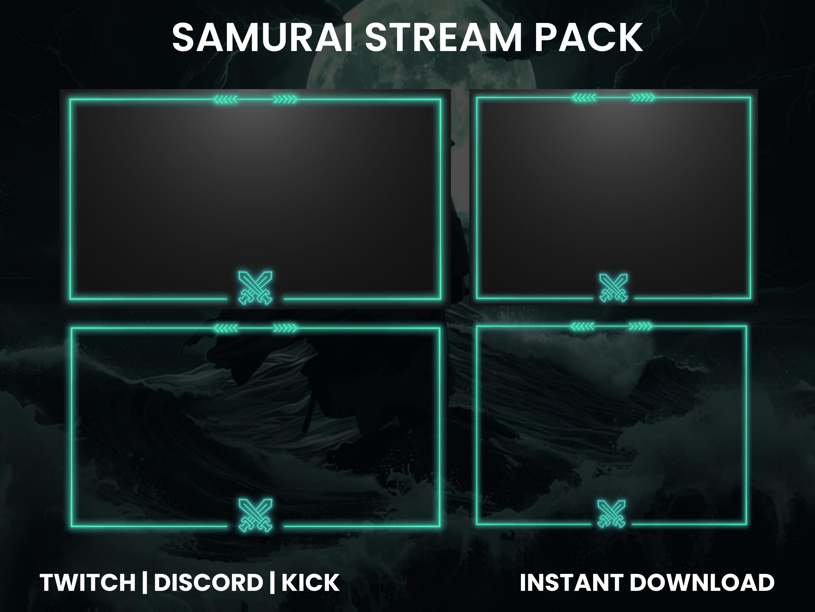 Samurai Twitch Stream Pack | Twitch Screen Overlay | Twitch Panels ...