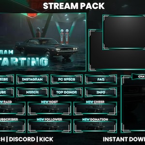Animated Twitch Stream Pack | Twitch Screen Overlay | Racing Car Stream Pack | Twitch Alerts | Super Car | Chat Overlay | Animated Screens