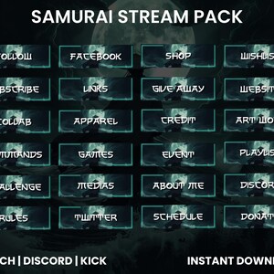 Samurai Twitch Stream Pack | Twitch Screen Overlay | Twitch Panels ...