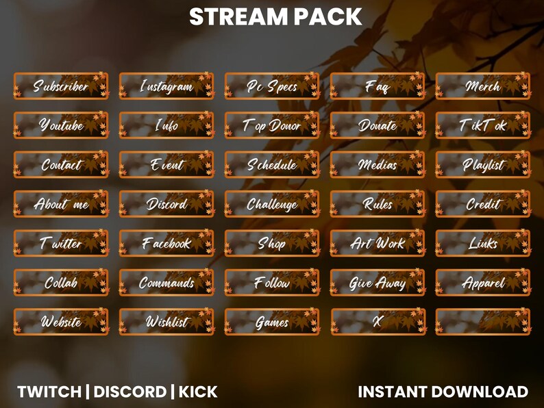 Autumn Stream Pack for Twitch, Youtube & Kick | Cozy Fall Overlay Set ...
