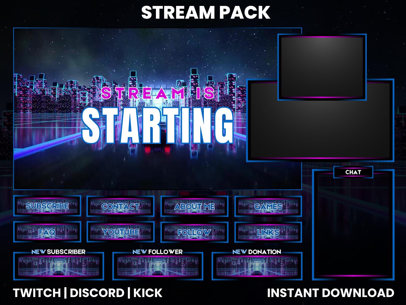 Racing Car Twitch Stream Pack | Twitch Screen Overlay | Twitch Panels ...