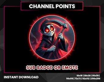 Menacing Red Reaper Twitch Emotes | Glowing Red Reaper Sub Badges | Discord Emote Pack | Horror Channel Points | Red Streamer Graphics PNG