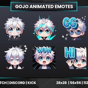Animated Gojo Twitch Emotes | Gojo Emotes | Animated Twitch Emotes | Chibi Gojo Emotes | Animated Gojo Emotes | Text Emotes | Discord Emotes