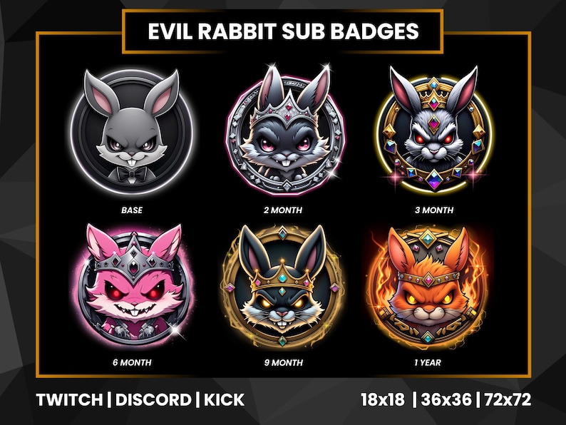 Steam Rabbit Badges Evil Bunny Badges | Twitch Sub Badges | Bit Badges Twitch | Twitch ...