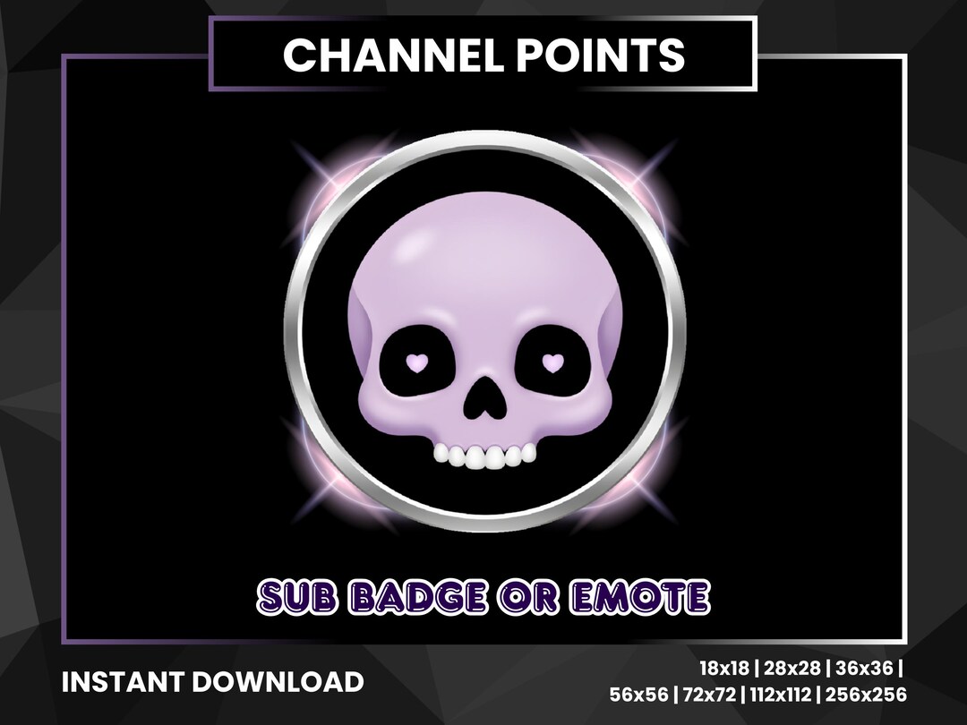 Cute Skull Twitch Sub Badges | Heart Eye Skull Emotes Pack | Discord ...
