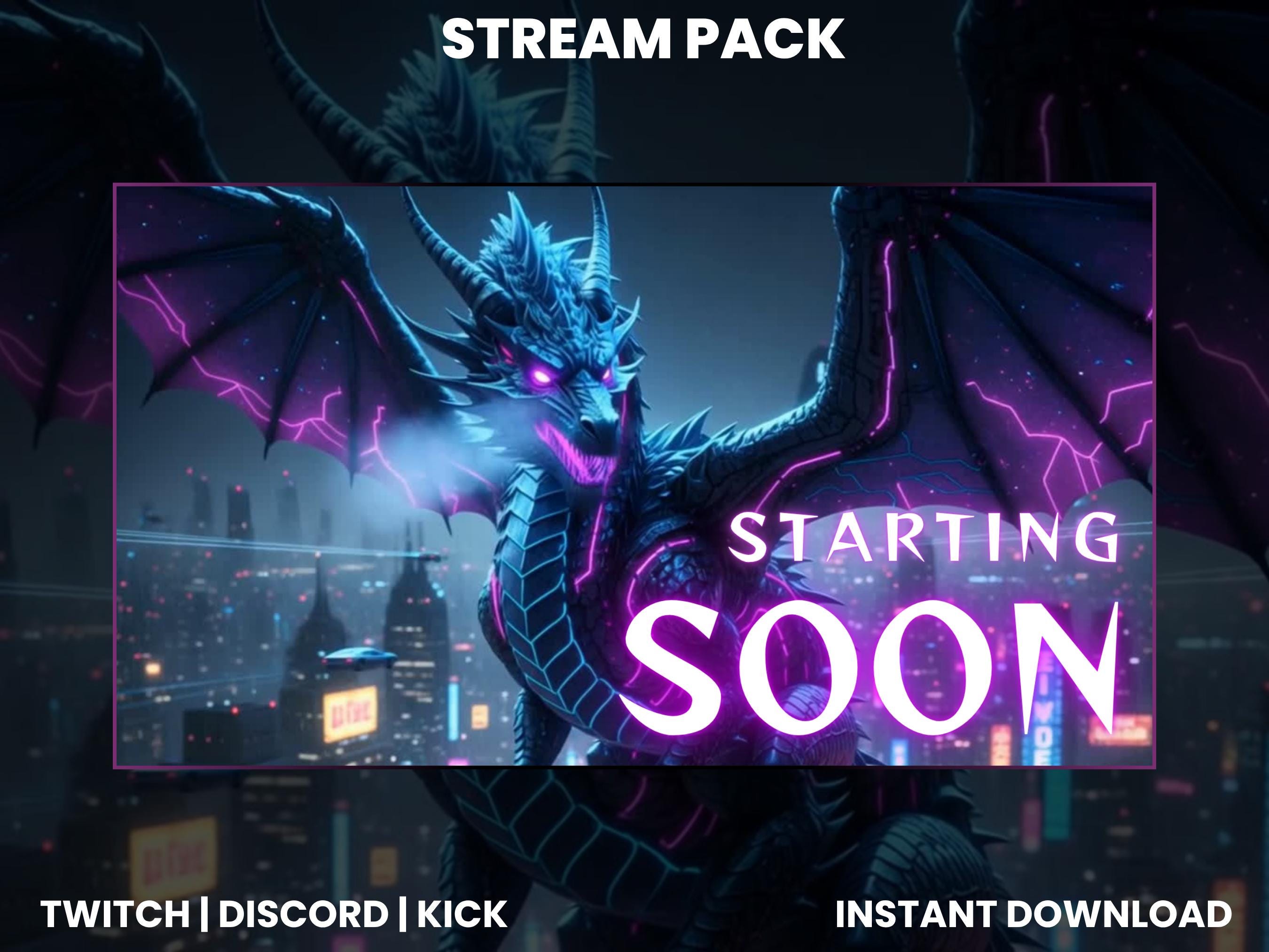 Cyber Dragon Stream Pack for Twitch & Youtube | Neon Gaming Overlay Set ...
