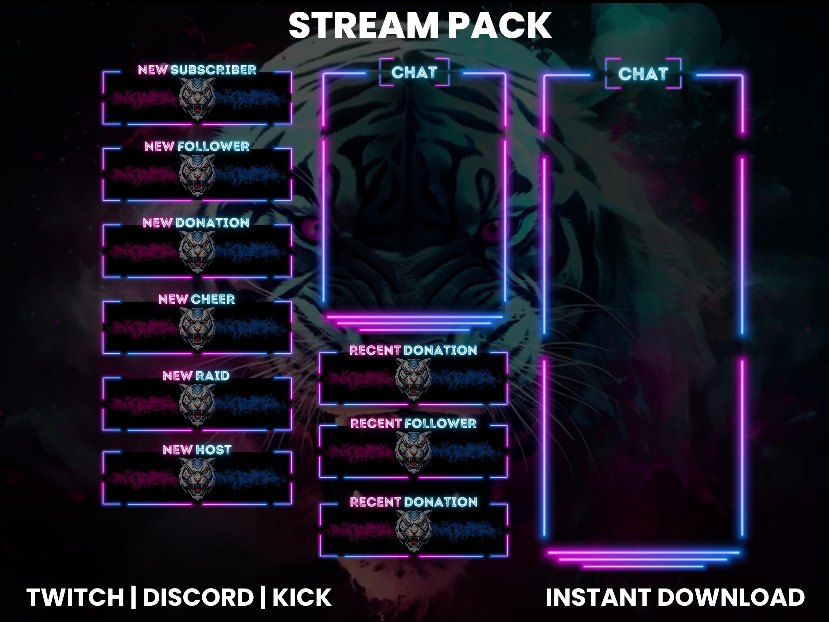 Tiger Rip Overlay White Tiger Twitch Stream Pack | Twitch Screen Overlay | Twitch Panels ...