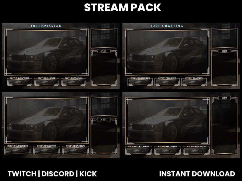 Racing Car Stream Pack | Twitch Screen Overlay | Webcam Overlay ...