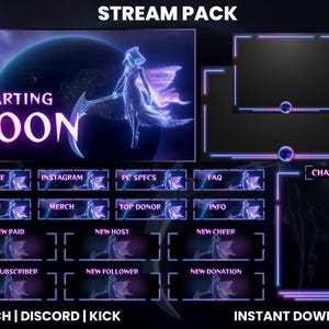 Celestial Stream Overlay Pack for OBS Twitch Kick – Animated Galaxy Stream Screens, Alerts, Panels, Chat & Webcam for Streamlabs