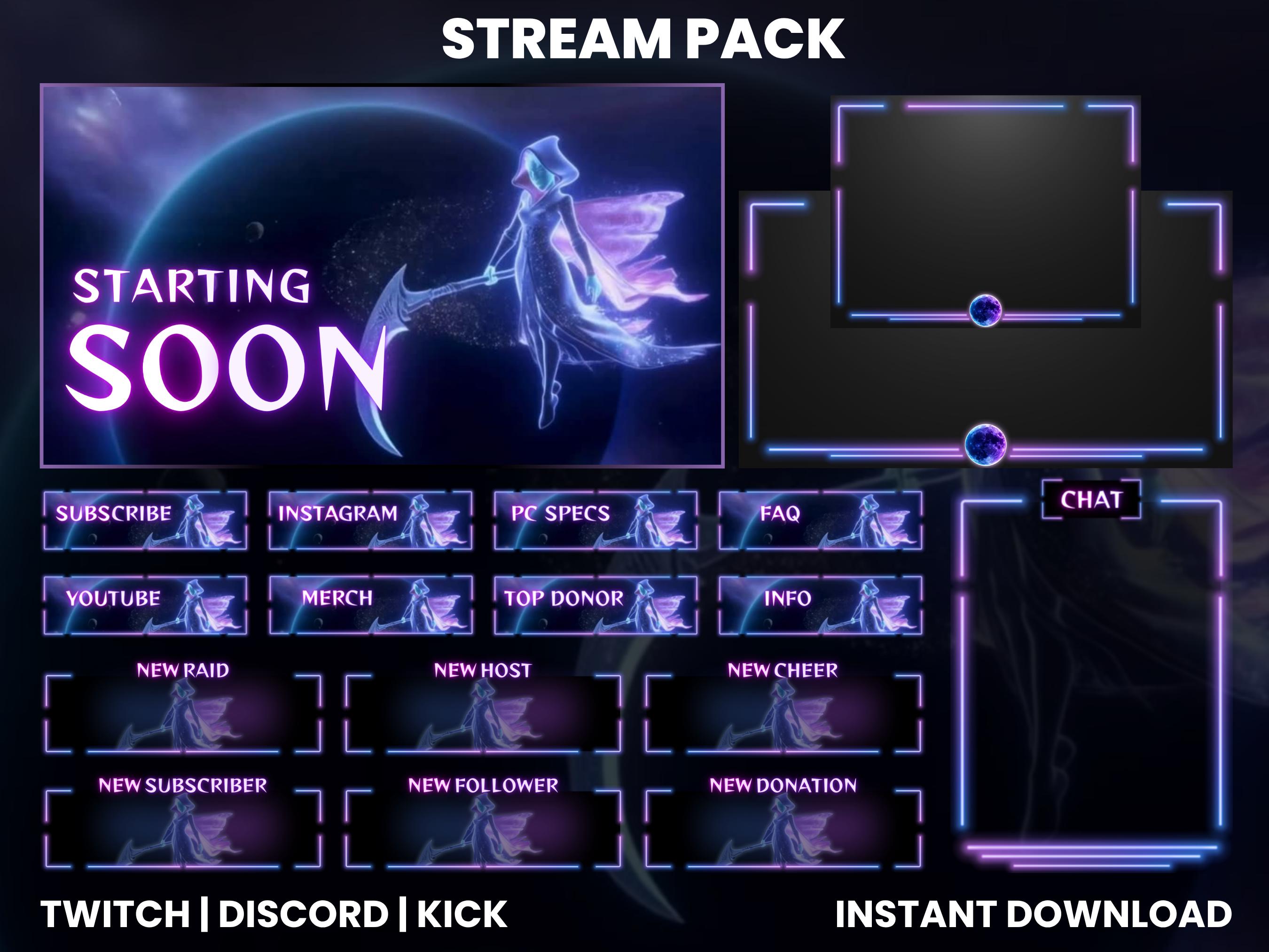 Celestial Stream Overlay Pack for OBS Twitch Kick – Animated Galaxy ...