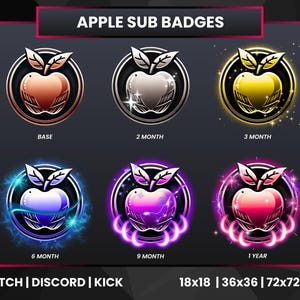 Twitch Sub Badges | Bit Badges Twitch | Twitch Badges | Discord | Kick | Youtube | Apple Badges | Followers Badges | Subscription Badges
