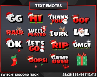 16 emotikonów tekstowych | Emotki tekstowe o tematyce świątecznej | Emotki tekstowe Twitch | Emotki tekstowe Twitch | Discord | Kick | Święty Mikołaj | Prezent | Wesołych Świąt