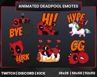 Animated Deadpool Emotes | Twitch Emotes | Text Emotes | Animated Twitch Emotes | Animated Text Emotes | Cute Deadpool | Chibi Deadpool