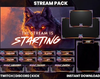 Werewolf Twitch Stream Pack | Twitch Screen Overlay | Twitch Panels | Webcam Overlay | Twitch Alerts | Twitch Chat Overlay | Discord | Kick