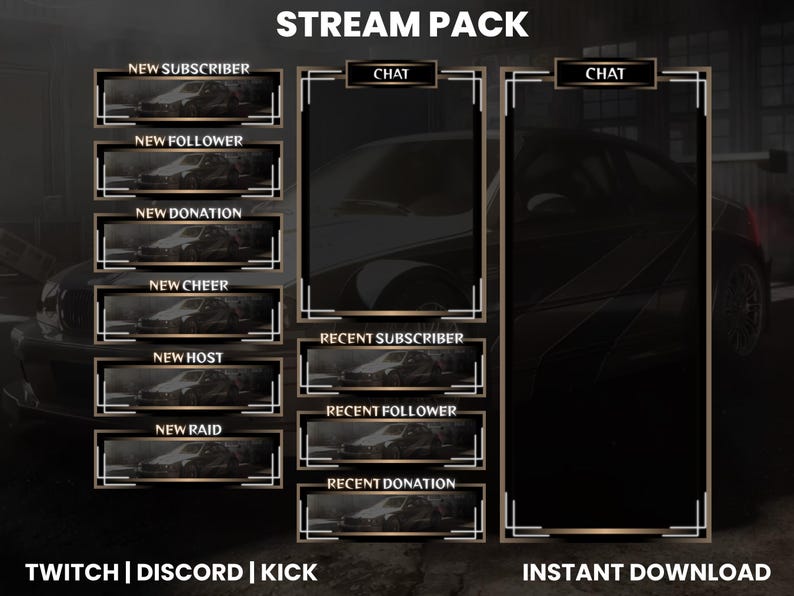 Racing Car Stream Pack | Twitch Screen Overlay | Webcam Overlay ...