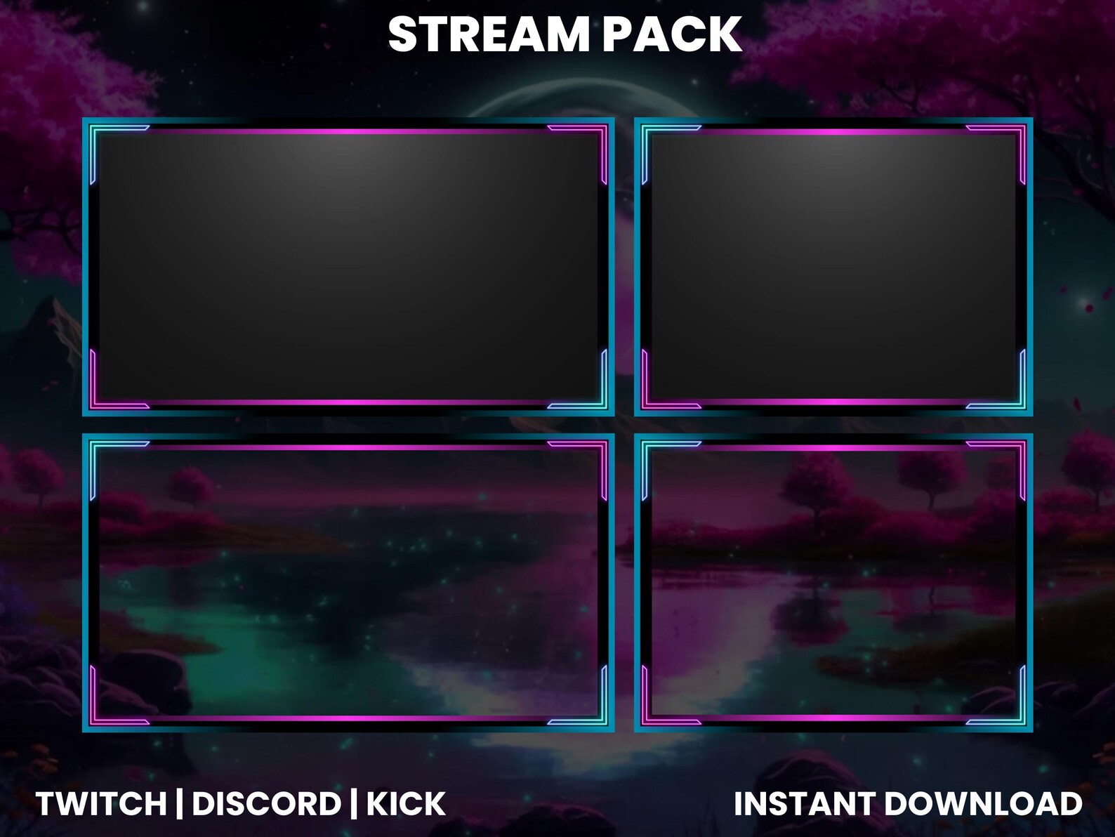 Animated Moonlight Twitch Stream Pack | Webcam Overlay | Twitch Chat ...