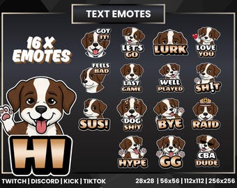 Bundel met hondentwitch: 16 schattige puppy-emotes voor Discord-, Kick-, YouTube- en TikTok-kanalen