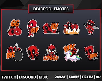 Chibi Deadpool Twitch Emotes | Text Emotes | Discord | Deadpool Emotes | Chibi Emotes | Twitch Sub Badges | Cute Deadpool Text Emotes