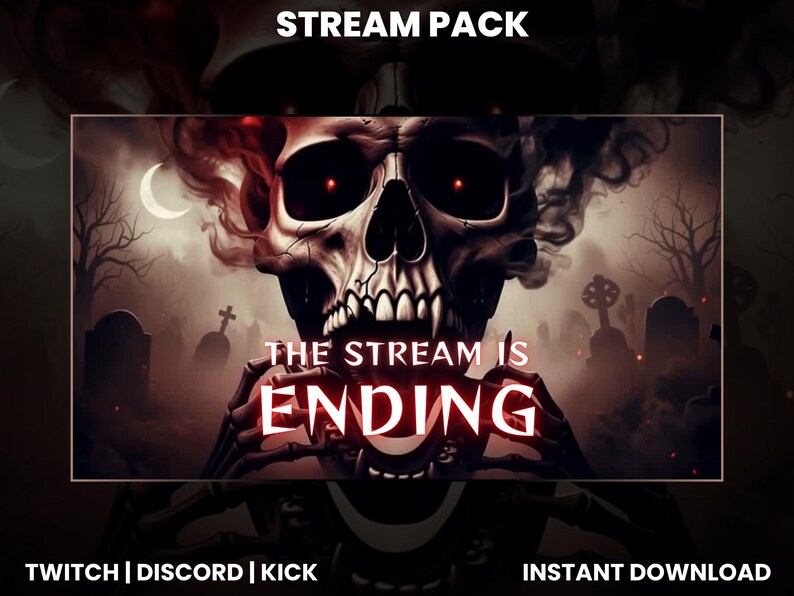 Skull Horror Stream Pack | Dark Stream Overlay, Alerts & Panels for ...