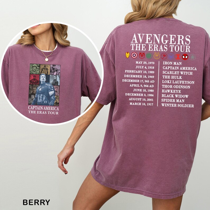 Avengers The Eras Tour DTF Transfers, Marvel Super Heroes Heat Press Transfers, Captain America, Ironman Tee, The Hulk, Spider-Man image 5