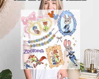 Coquette Bow Watercolor Zootopia DTF Transfers, Judy Hopps Heat Press Transfers, Nick Wilde, Welcome To Zootopia Disney, Locket Zootopia Tee