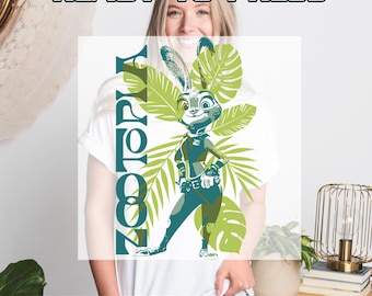 Floral Disney Zootopia DTF Transfers,Walt Disney World Heat Press Transfers, Judy Hopps Nick, Disneyland Zootopia,Floral Zootopia Police Tee