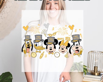 Disney Happy New Year Heat Press Transfer, Disney DTF Transfers, Ready to Press, Direct to Film,  High Quality Print, 082294