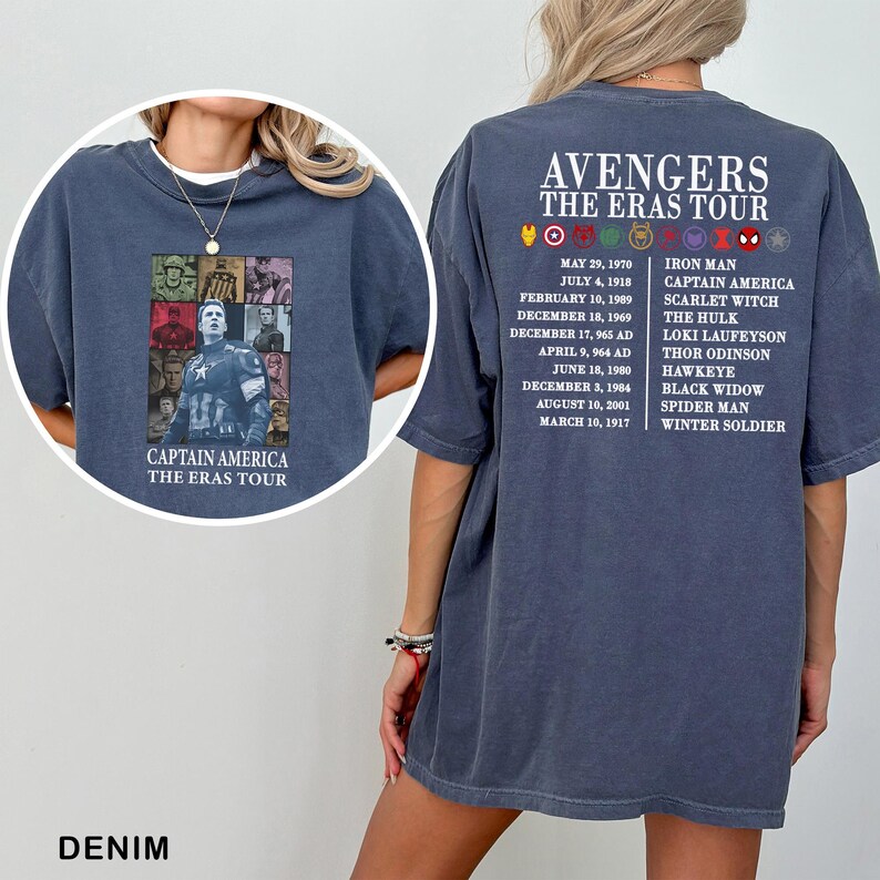 Avengers The Eras Tour DTF Transfers, Marvel Super Heroes Heat Press Transfers, Captain America, Ironman Tee, The Hulk, Spider-Man image 10