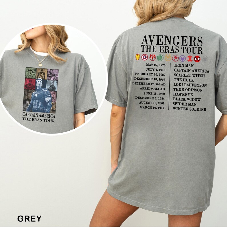 Avengers The Eras Tour DTF Transfers, Marvel Super Heroes Heat Press Transfers, Captain America, Ironman Tee, The Hulk, Spider-Man image 12