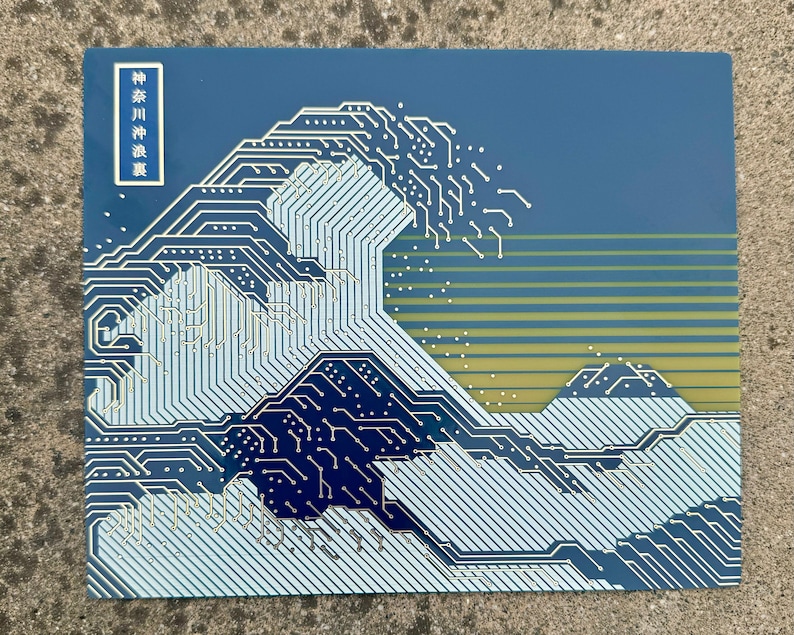 Blue Variant of the Circuit Board Art with Reflected Sunlight