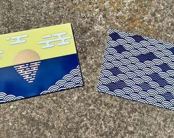 Ocean Sunset PCB Art, Golden Waves Printed Circuit Board