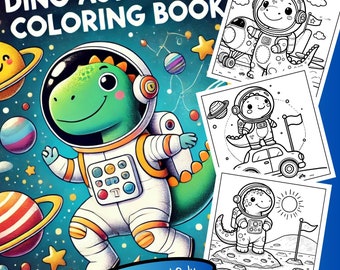 Dinosaur Astronaut Coloring Book, Space Adventure Activity (Digital Download)