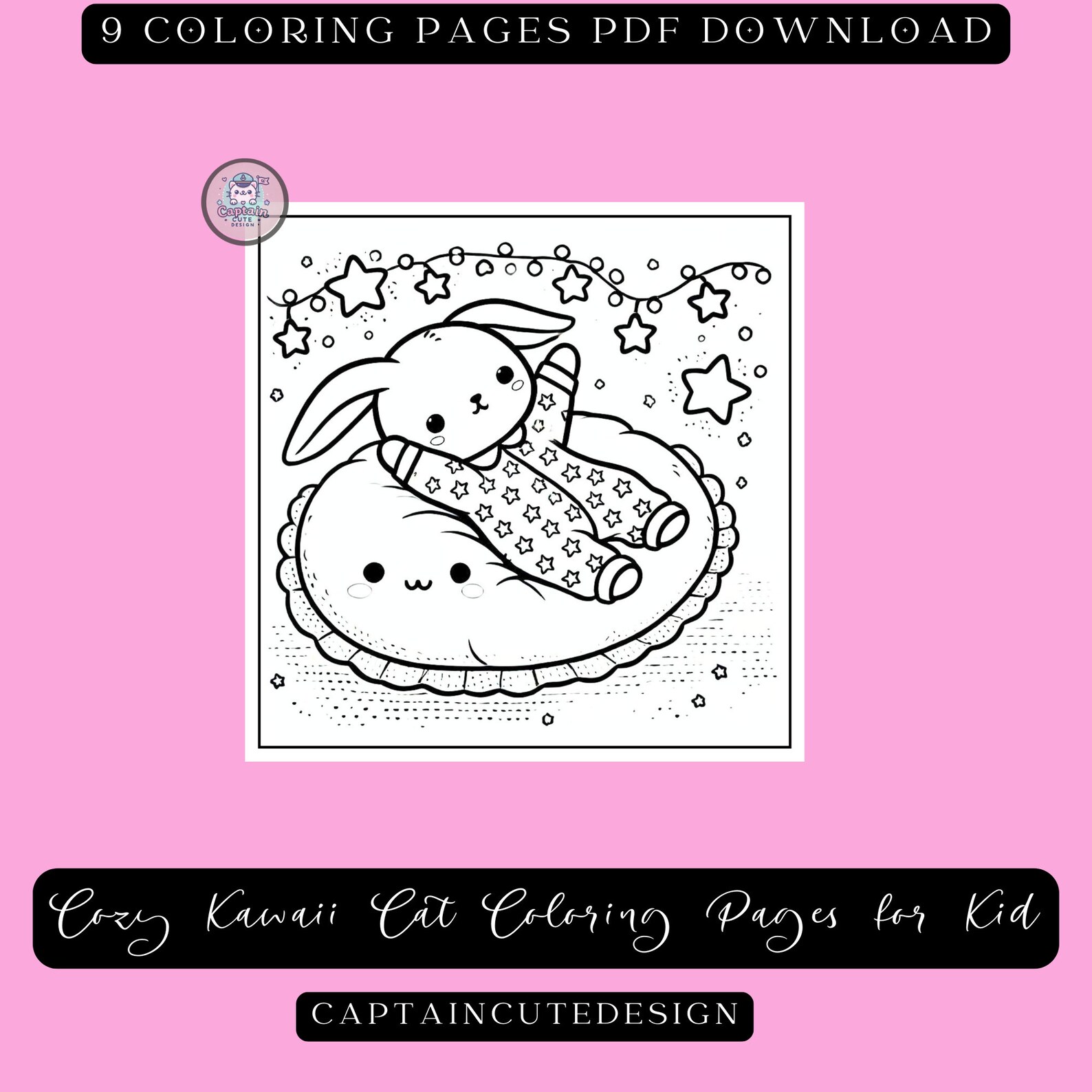 Kawaii Bunny Coloring Pages - 9 Cute Printable PDF Designs for Kids and ...