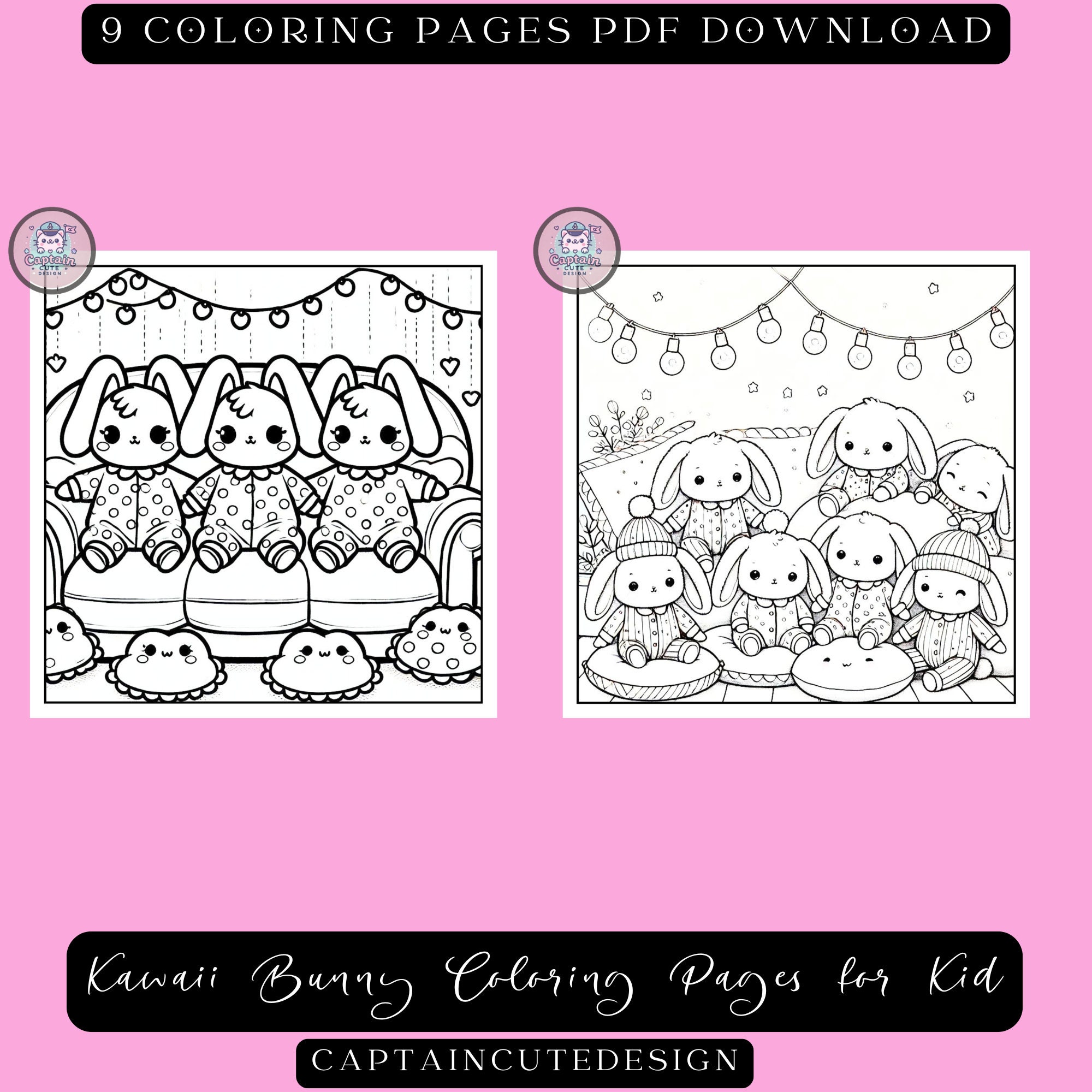 Kawaii Bunny Coloring Pages - 9 Cute Printable PDF Designs for Kids and ...