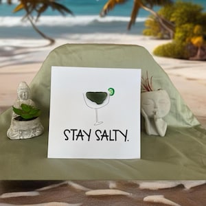 Wenskaart strandglas