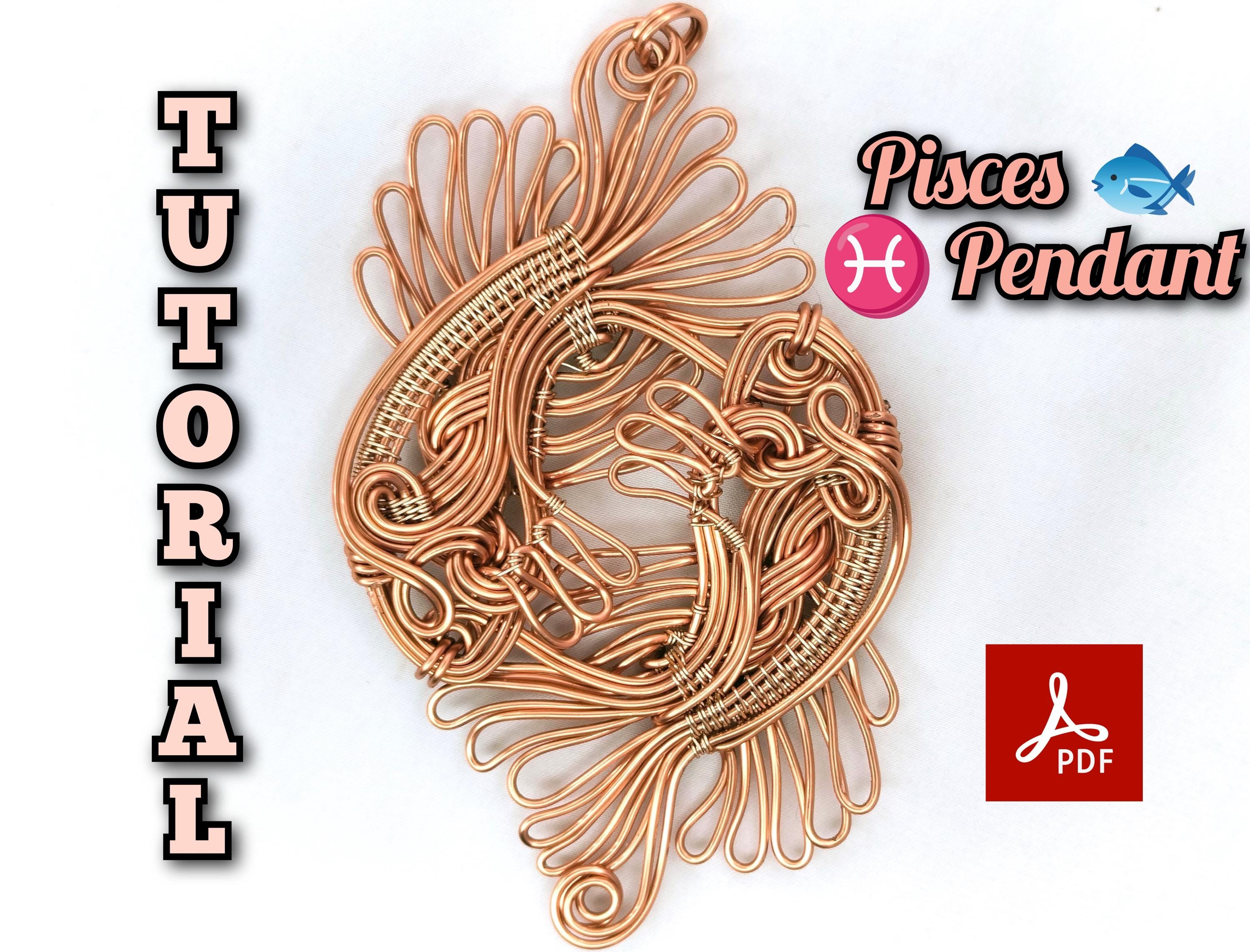 Wire Wrap Tutorial – Pisces Pendant, Zodiac DIY Jewelry Making Guide PDF, Step-by-Step Course with 283 clear Images (Digital Download)