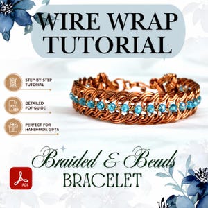 Wire Wrap Bracelet Tutorial: Braided and Beads Pattern, DIY Jewelry Course (PDF Download)