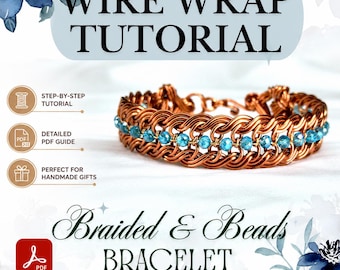 Wire Wrap Bracelet Tutorial: Braided and Beads Pattern, DIY Jewelry Course (PDF Download)
