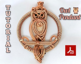 Wire Wrap Tutorial Owl Pendant – DIY Jewelry Making Course PDF, Step-by-Step Wire Weaving Guide with Images (Digital Download)