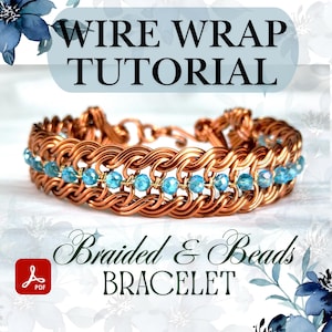 Wire Wrap Bracelet Tutorial: Braided and Beads Pattern, DIY Jewelry Course (PDF Download)