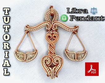 Wire Wrap Tutorial – Libra Pendant, DIY Zodiac Jewelry Making PDF Guide, Step-by-Step Wire Wrapping Course 283 Images (Digital Download)