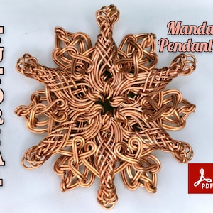 May include: A copper wire mandala pendant tutorial in PDF format. The pendant is a complex design with many intricate details. The tutorial is available for download.