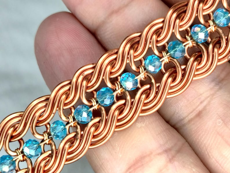 Wire Wrap Bracelet Tutorial: Braided and Beads Pattern, DIY Jewelry Course (PDF Download) image 6