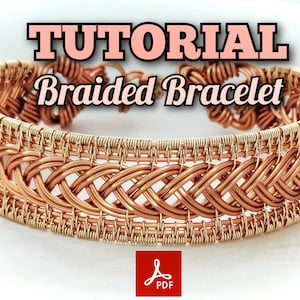 Wire Wrap Bracelet Tutorial – DIY Jewelry Making PDF Course braided pattern, Step-by-Step guide with 271 Images(Digital Download)