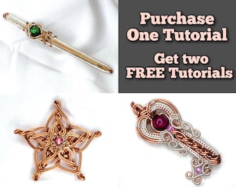 Wire Wrap Pendant Tutorial Bundle: Sword, Star & Key (PDF Digital Download)