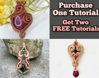 Wire Wrap Pendant Tutorial Bundle: Floral, Heart, Bead (PDF Download)